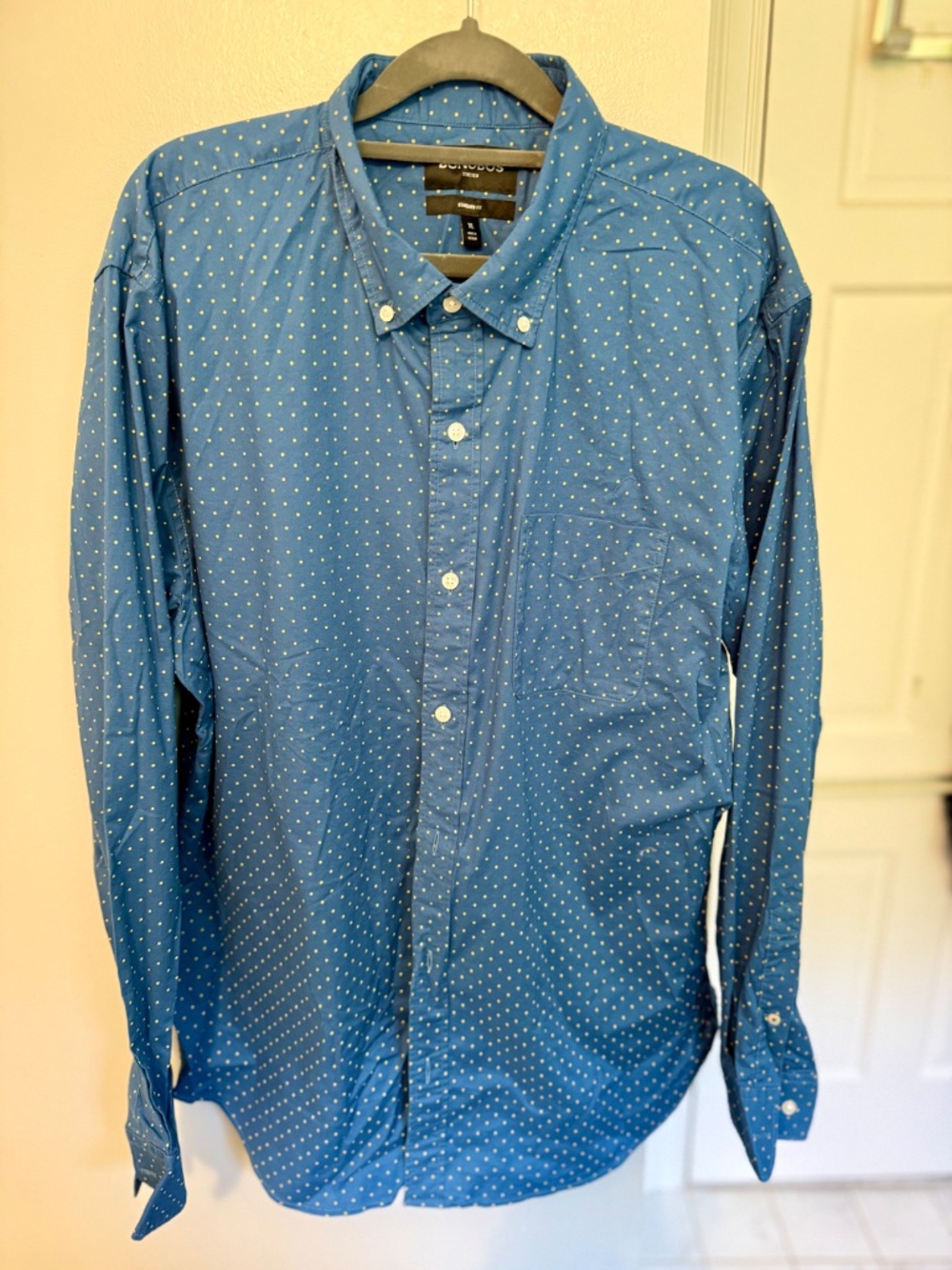 Bonobos Mens Dress Shirt Deep Blue Bay Dot Polka Dot XL Standard Fit